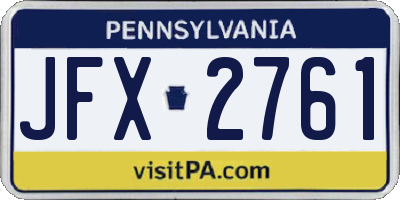 PA license plate JFX2761