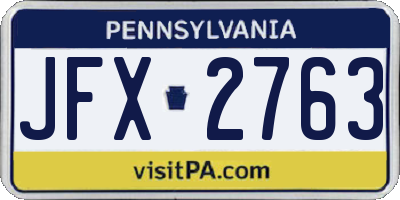 PA license plate JFX2763