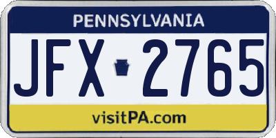 PA license plate JFX2765