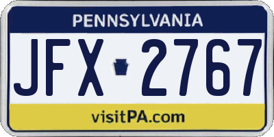 PA license plate JFX2767