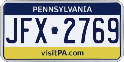 PA license plate JFX2769