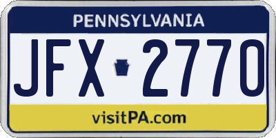 PA license plate JFX2770