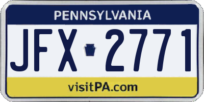 PA license plate JFX2771