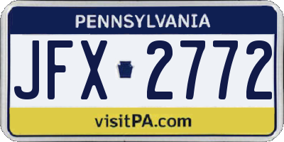 PA license plate JFX2772