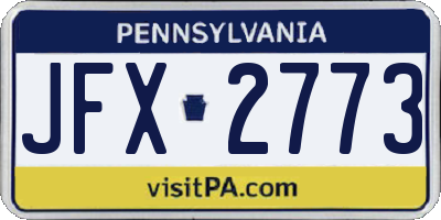 PA license plate JFX2773