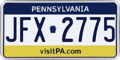PA license plate JFX2775