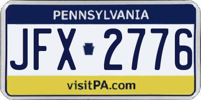 PA license plate JFX2776