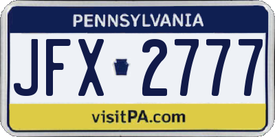 PA license plate JFX2777