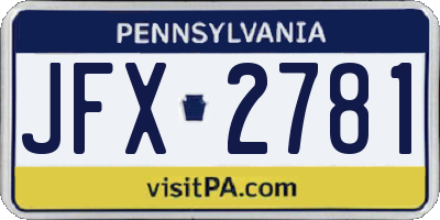 PA license plate JFX2781