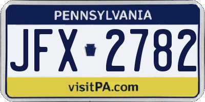 PA license plate JFX2782
