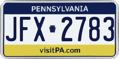 PA license plate JFX2783