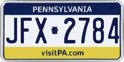 PA license plate JFX2784