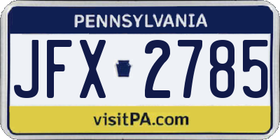 PA license plate JFX2785