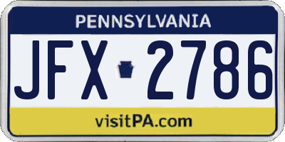 PA license plate JFX2786