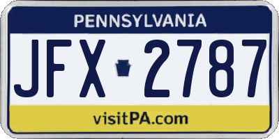 PA license plate JFX2787