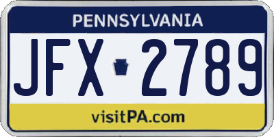 PA license plate JFX2789