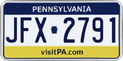 PA license plate JFX2791