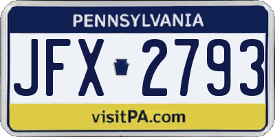 PA license plate JFX2793
