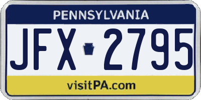 PA license plate JFX2795