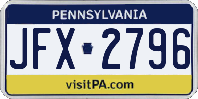 PA license plate JFX2796