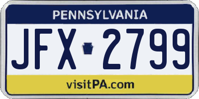 PA license plate JFX2799