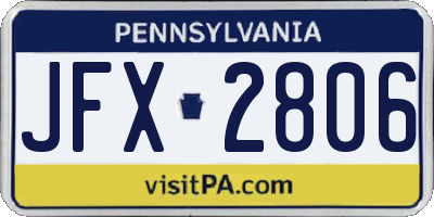 PA license plate JFX2806