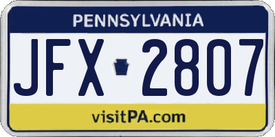PA license plate JFX2807
