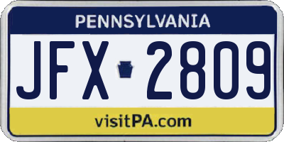 PA license plate JFX2809
