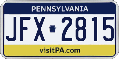 PA license plate JFX2815