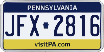 PA license plate JFX2816