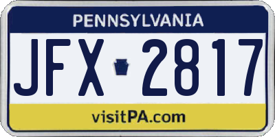 PA license plate JFX2817