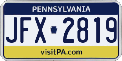 PA license plate JFX2819