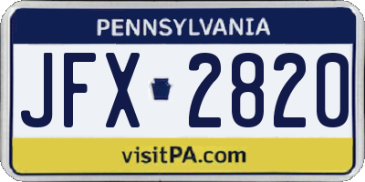 PA license plate JFX2820