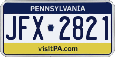 PA license plate JFX2821