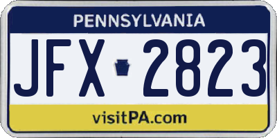 PA license plate JFX2823
