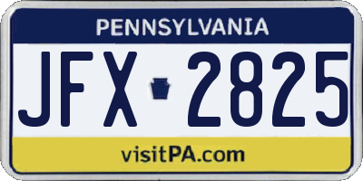 PA license plate JFX2825