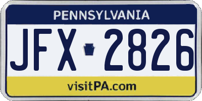 PA license plate JFX2826