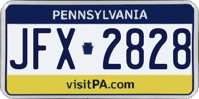 PA license plate JFX2828