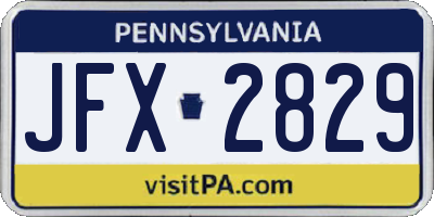 PA license plate JFX2829