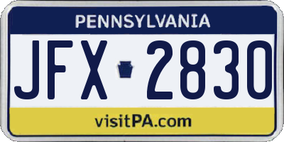 PA license plate JFX2830