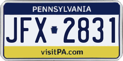 PA license plate JFX2831