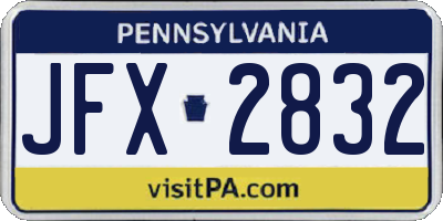 PA license plate JFX2832