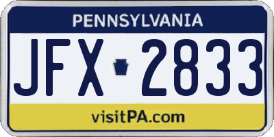 PA license plate JFX2833