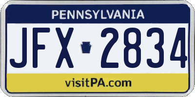 PA license plate JFX2834