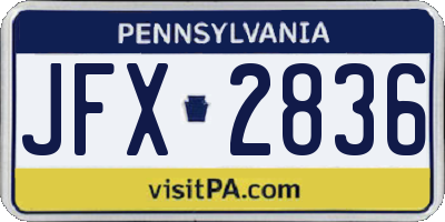 PA license plate JFX2836