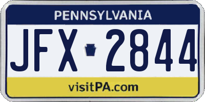 PA license plate JFX2844