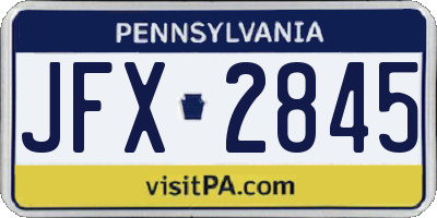 PA license plate JFX2845