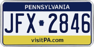 PA license plate JFX2846