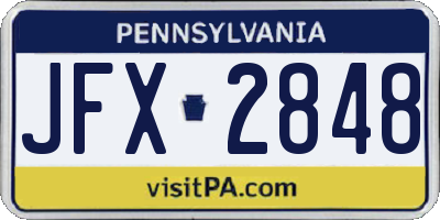 PA license plate JFX2848