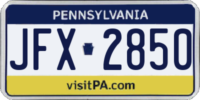 PA license plate JFX2850